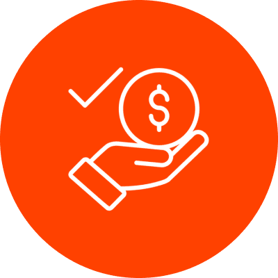 Financial approval symbol on orange background