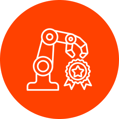 Robotic arm with award icon